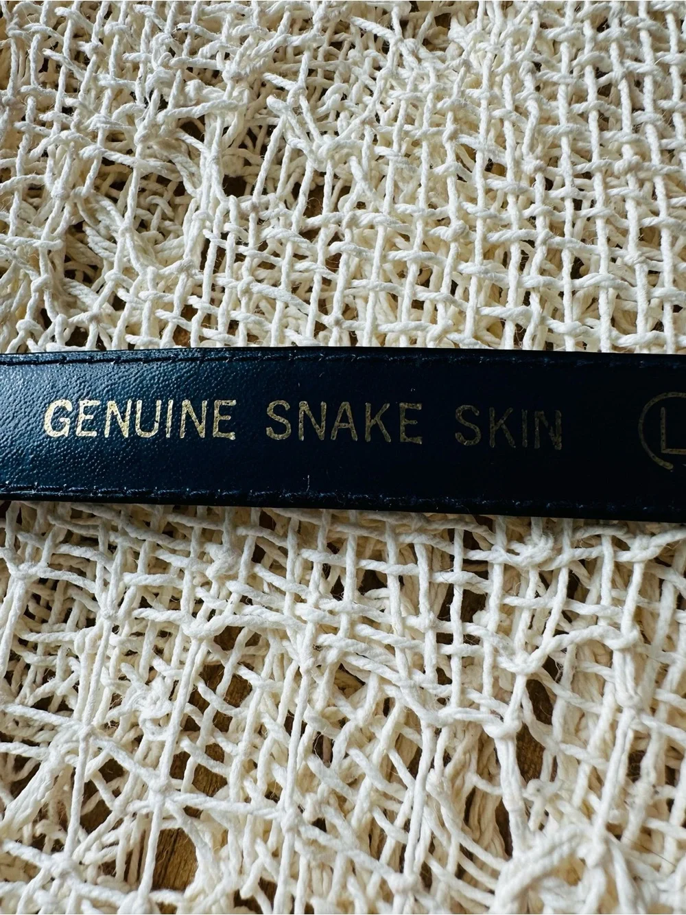 Vintage Genuine Blue Snakeskin Belt Gold Buckle Exotic Leather Size Large Boho